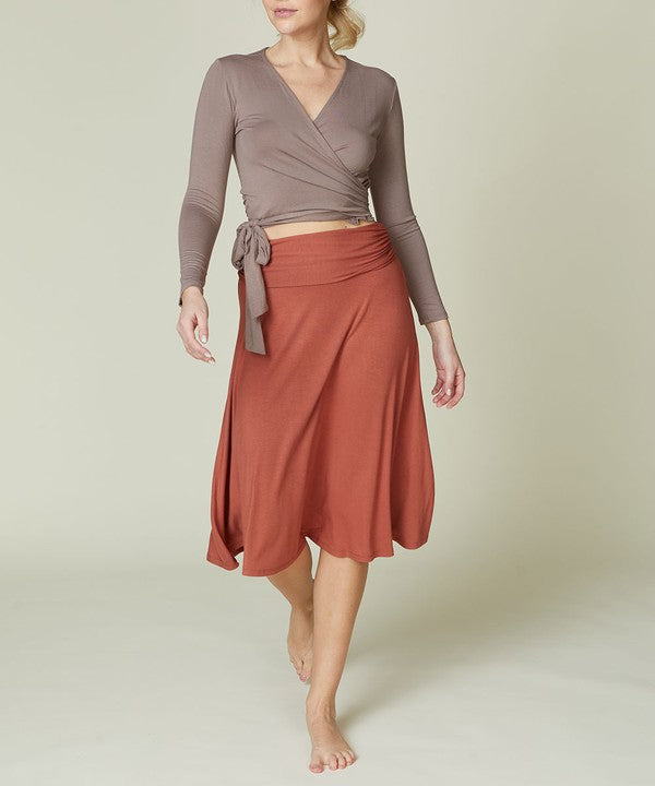 FABINA BAMBOO FLARED MIDI SKIRT