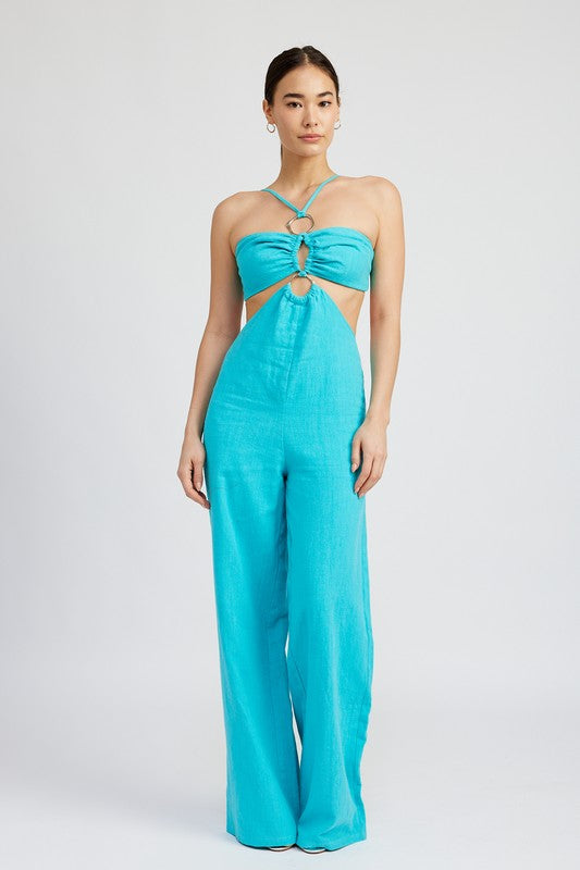 Emory Park DOUBLE O RING CUT OUT JUMPSUIT