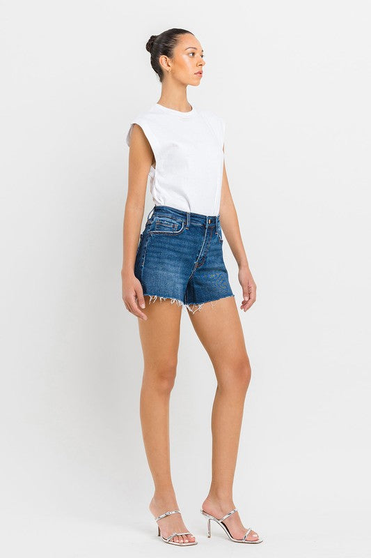 Vervet by Flying Monkey High Rise Slit Raw Hem A-Line Shorts