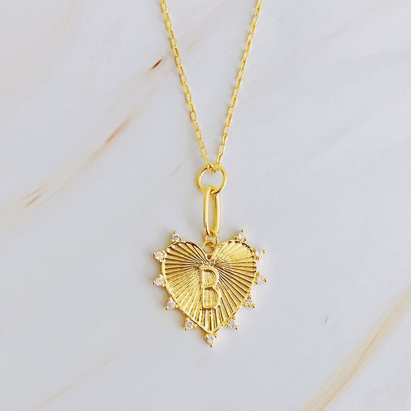 Initials Heart Charm Necklace
