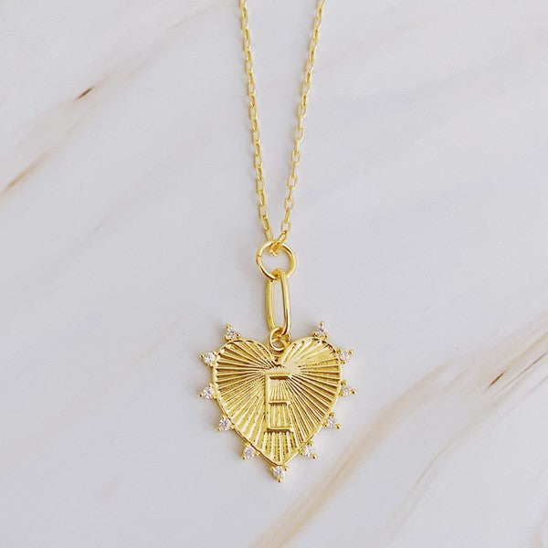 Initials Heart Charm Necklace