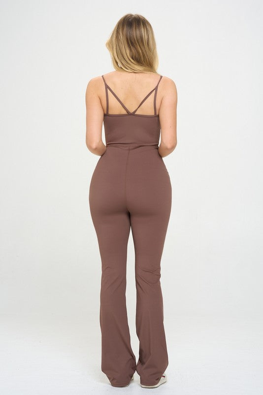Strappy Back Active Flare Cami Jumpsuit