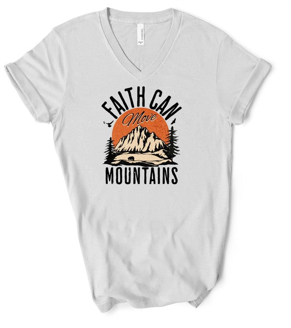 V-Neck Faith Can Move Mountains Boutique Tee