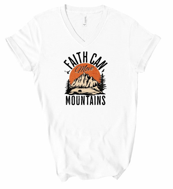 V-Neck Faith Can Move Mountains Boutique Tee