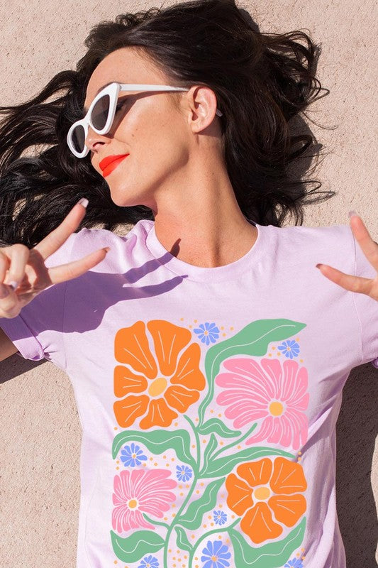 Boho Floral Spring Flowers Graphic Tee