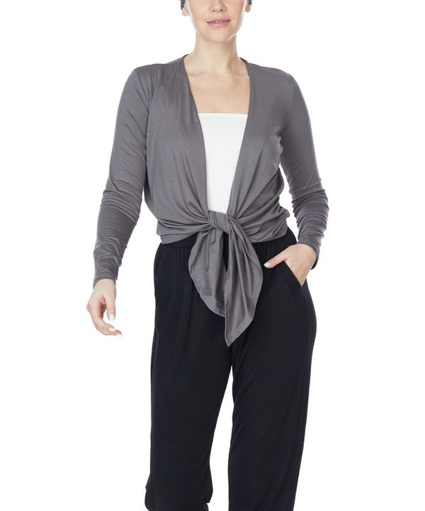 FABINA BAMBOO SIMPLE TIE FRONT CARDIGAN