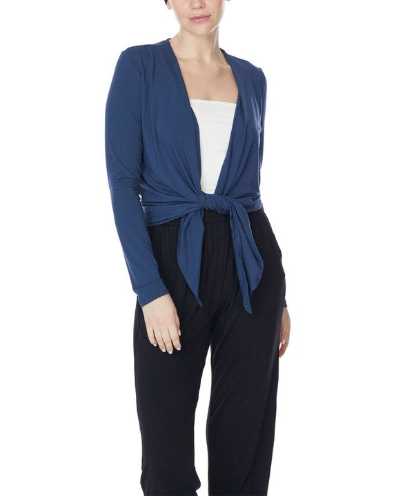 FABINA BAMBOO SIMPLE TIE FRONT CARDIGAN