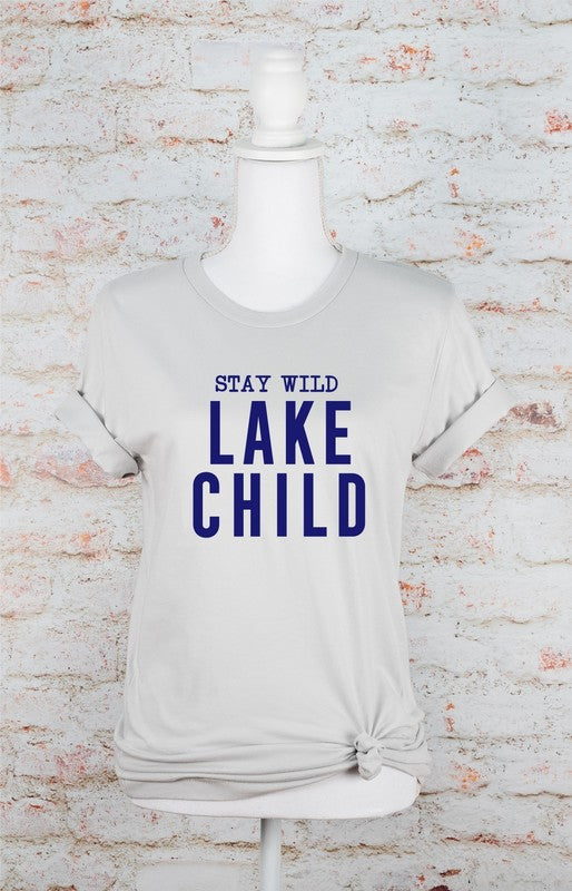 Navy Print - Stay Wild Lake Child Graphic Tee