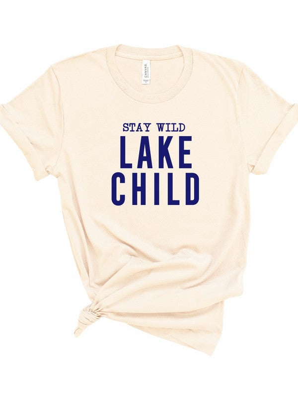 Navy Print - Stay Wild Lake Child Graphic Tee