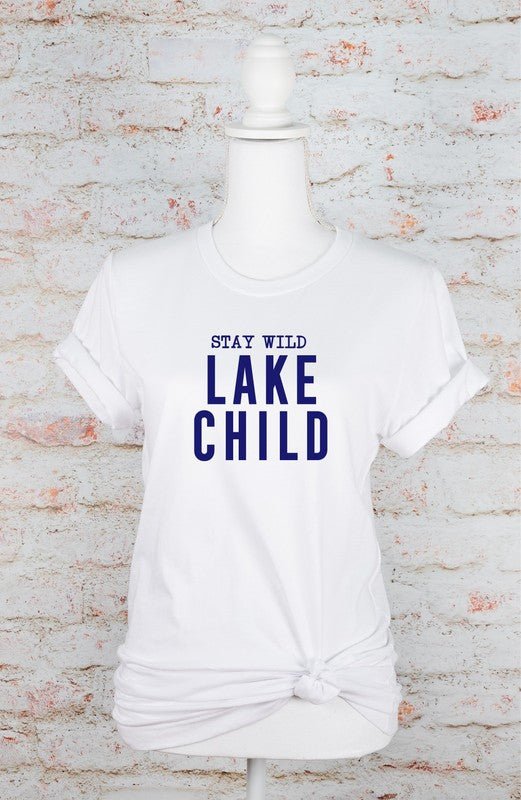 Navy Print - Stay Wild Lake Child Graphic Tee