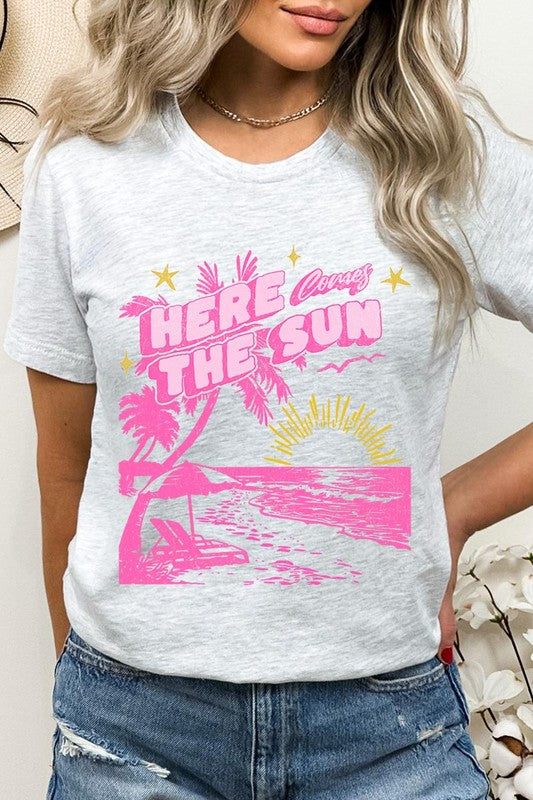 Here Comes The Sun Beach Summer Graphic T Shirts