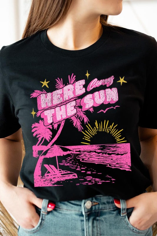 Here Comes The Sun Beach Summer Graphic T Shirts