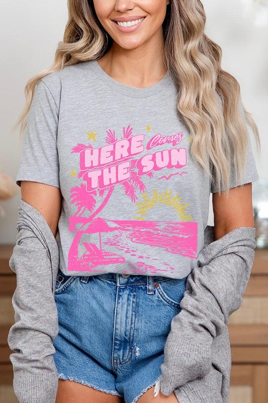 Here Comes The Sun Beach Summer Graphic T Shirts