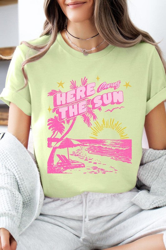 Here Comes The Sun Beach Summer Graphic T Shirts