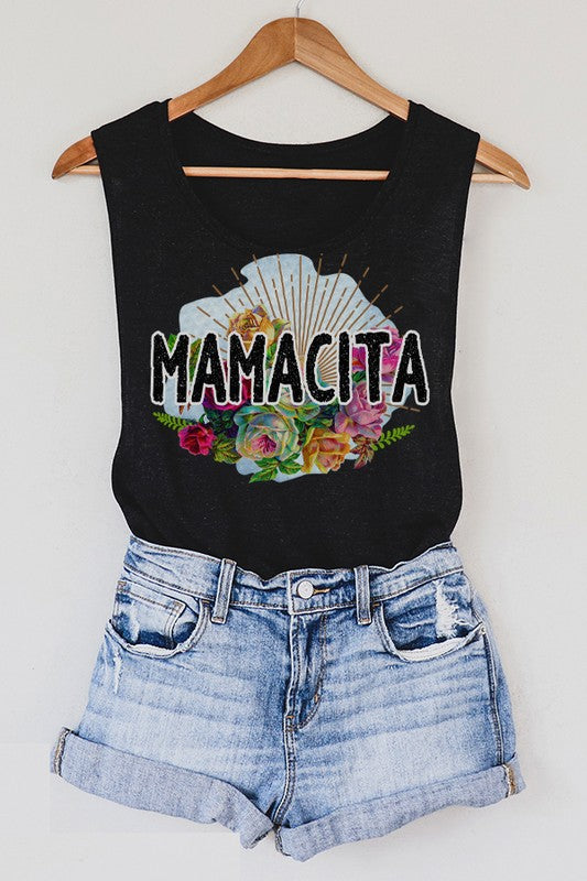 Mama Gifts Mamacita Graphic Muscle Tank Top