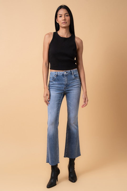 Denim Lab MID RISE CROP FLARE