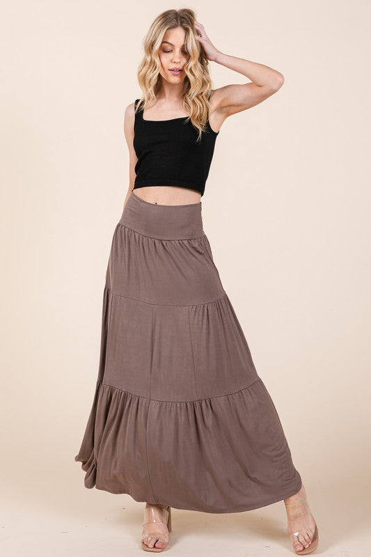 Orange Farm Solid Tiered Ruffle Skirt