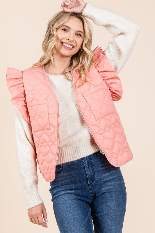 Lightweight Heart Quilted Puffer Vest