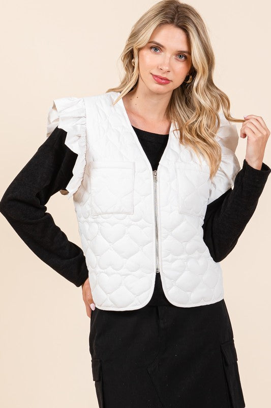 Lightweight Heart Quilted Puffer Vest