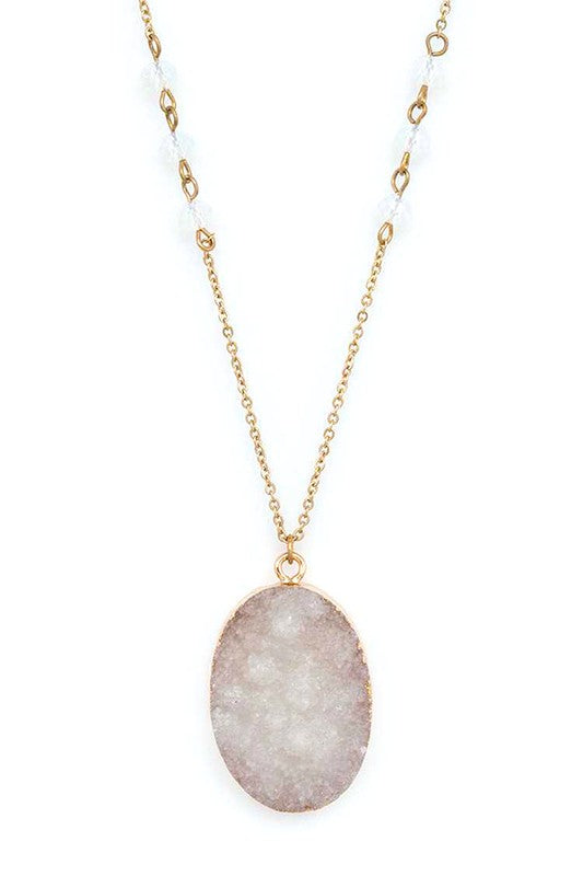 Genuine Druzy Long Pendant Necklace