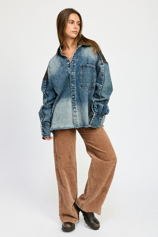 Emory Park Stevie OVERSIZED DENIM JACKET WITH BUTTONS