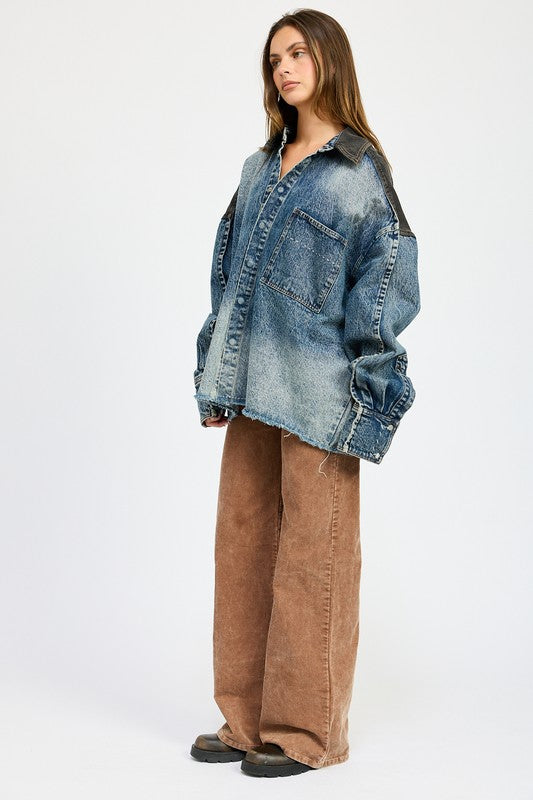 Emory Park Stevie OVERSIZED DENIM JACKET WITH BUTTONS