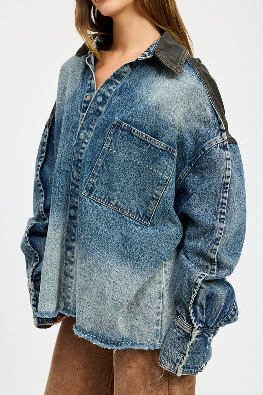 Emory Park Stevie OVERSIZED DENIM JACKET WITH BUTTONS