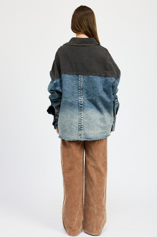 Emory Park Stevie OVERSIZED DENIM JACKET WITH BUTTONS