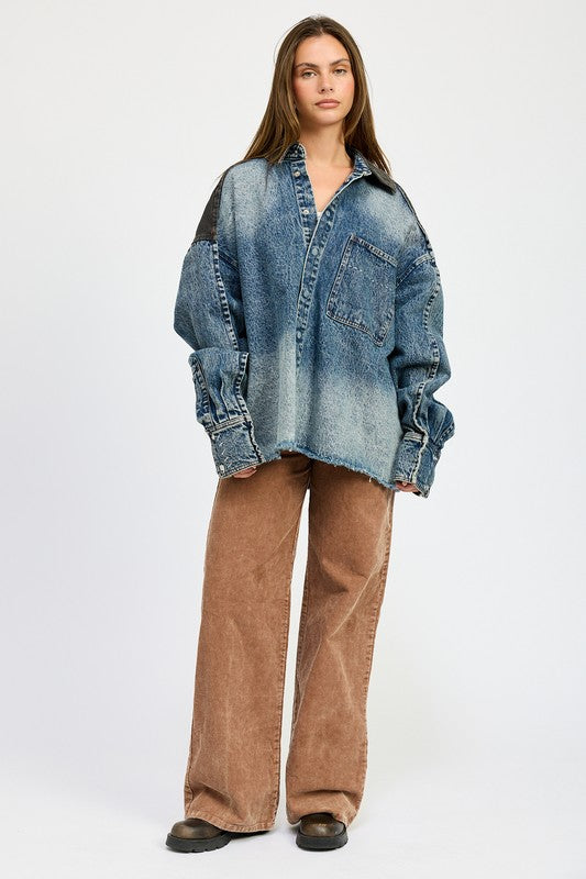 Emory Park Stevie OVERSIZED DENIM JACKET WITH BUTTONS