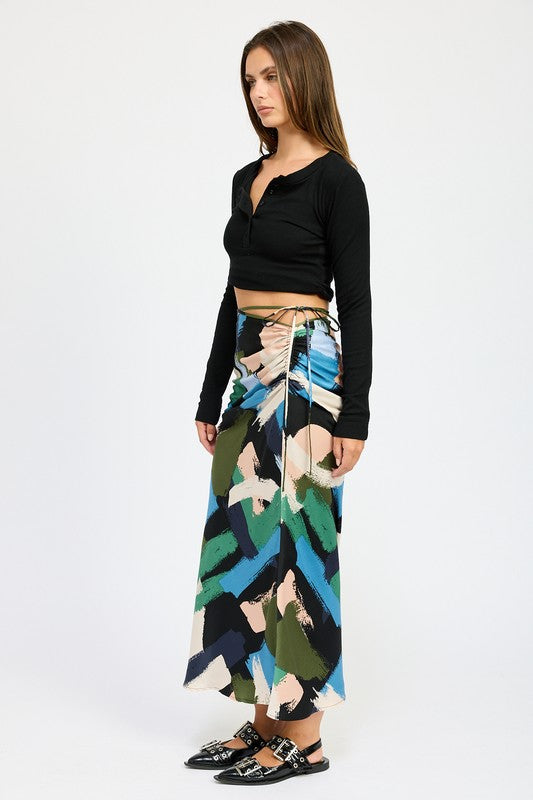 Emory Park Clara SIDE RUCHED MIDI SKIRT