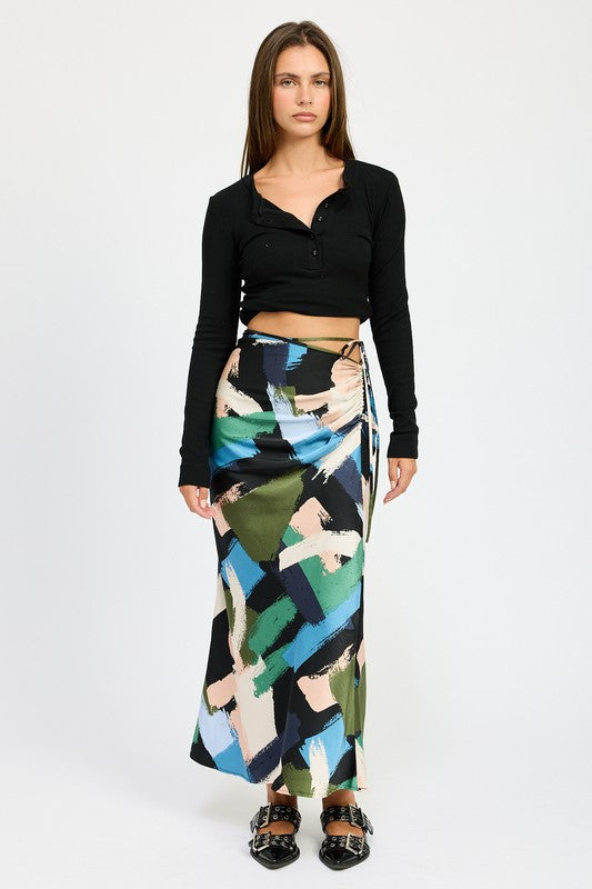 Emory Park Clara SIDE RUCHED MIDI SKIRT