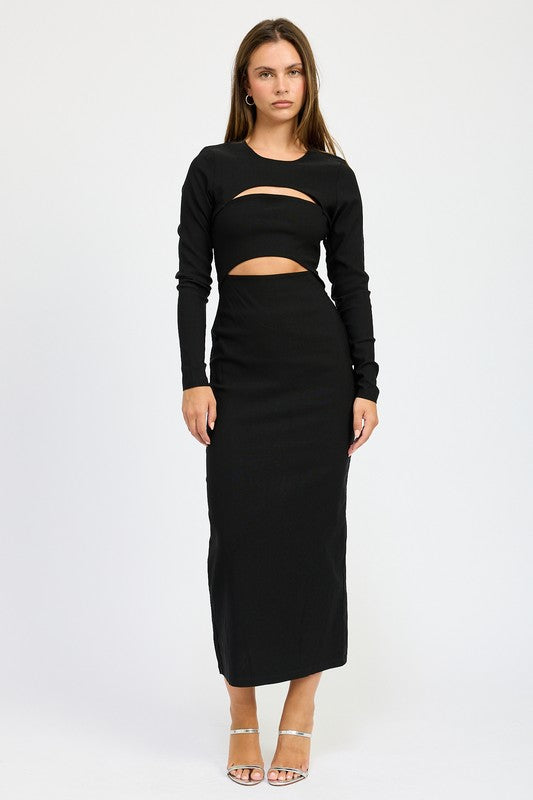 Emory Park Daisy LONG SLEEVE CUTOUT MIDI DRESS