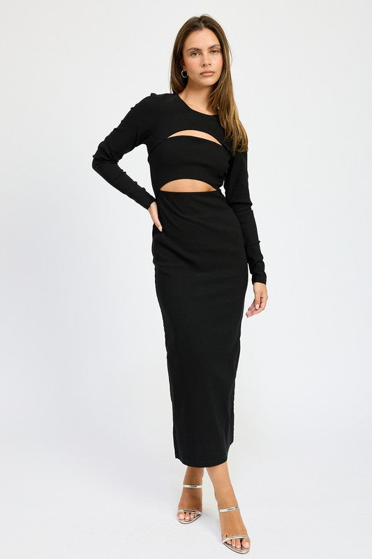 Emory Park Daisy LONG SLEEVE CUTOUT MIDI DRESS