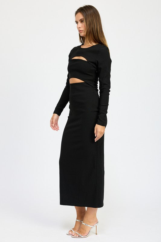 Emory Park Daisy LONG SLEEVE CUTOUT MIDI DRESS