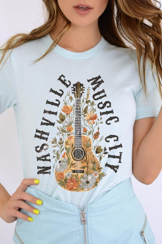 Floral Nashville Music City Graphic Tee