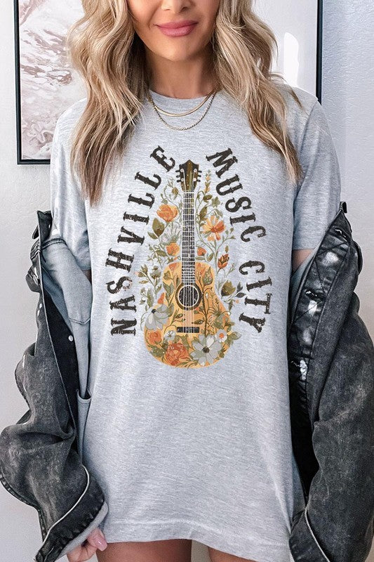 Floral Nashville Music City Graphic Tee