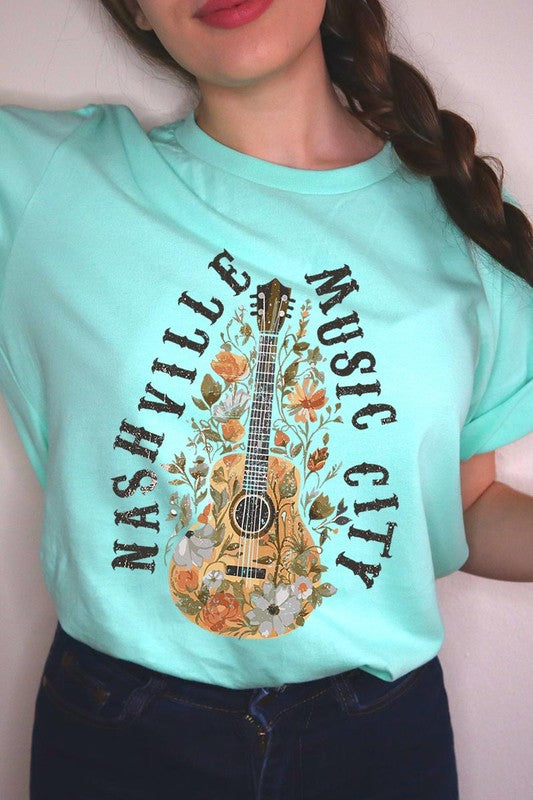 Floral Nashville Music City Graphic Tee