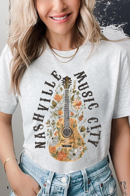 Floral Nashville Music City Graphic Tee