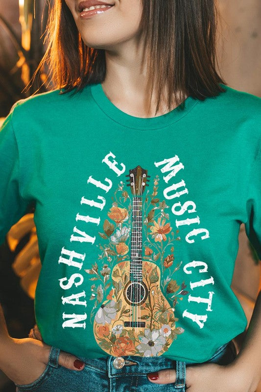 Floral Nashville Music City Graphic Tee