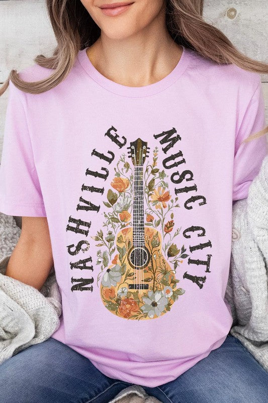 Floral Nashville Music City Graphic Tee