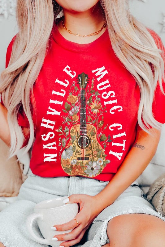 Floral Nashville Music City Graphic Tee