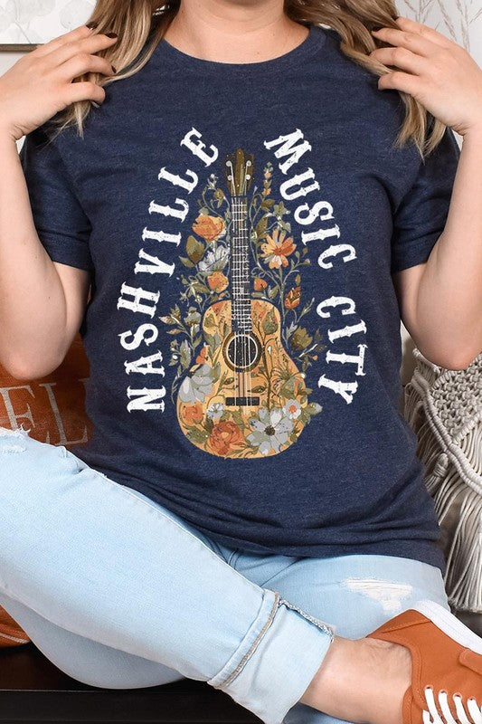 Floral Nashville Music City Graphic Tee