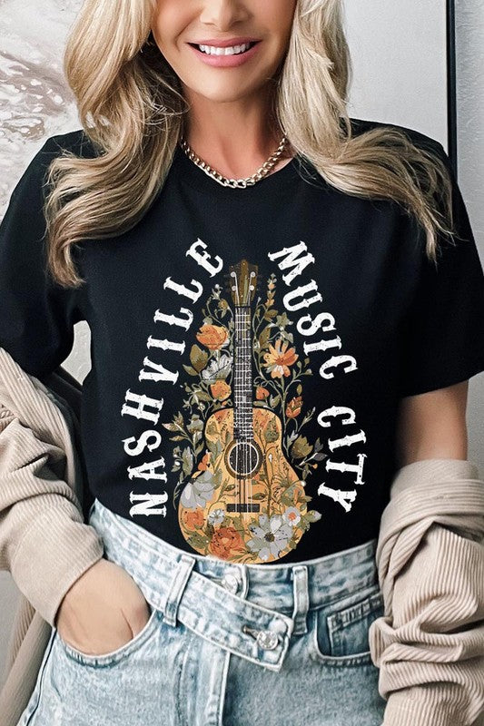 Floral Nashville Music City Graphic Tee