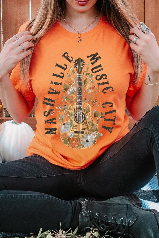 Floral Nashville Music City Graphic Tee