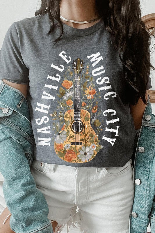 Floral Nashville Music City Graphic Tee