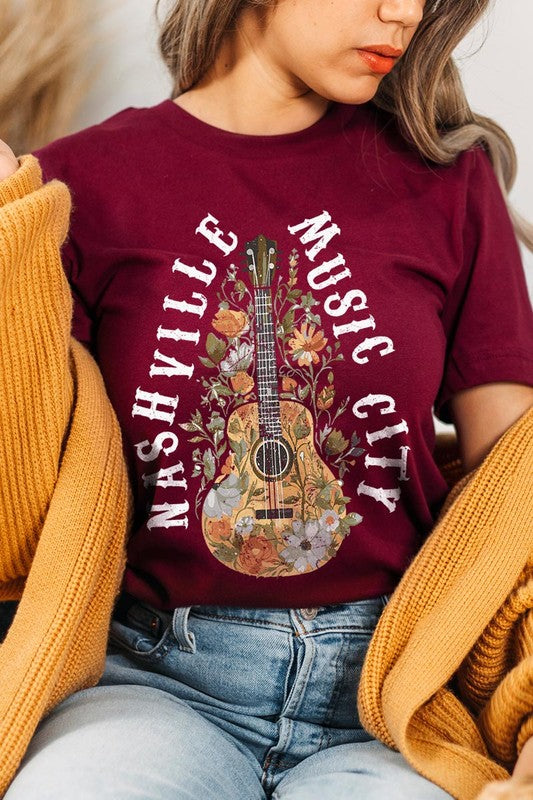 Floral Nashville Music City Graphic Tee