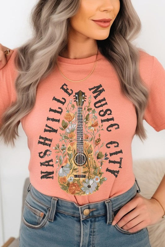 Floral Nashville Music City Graphic Tee