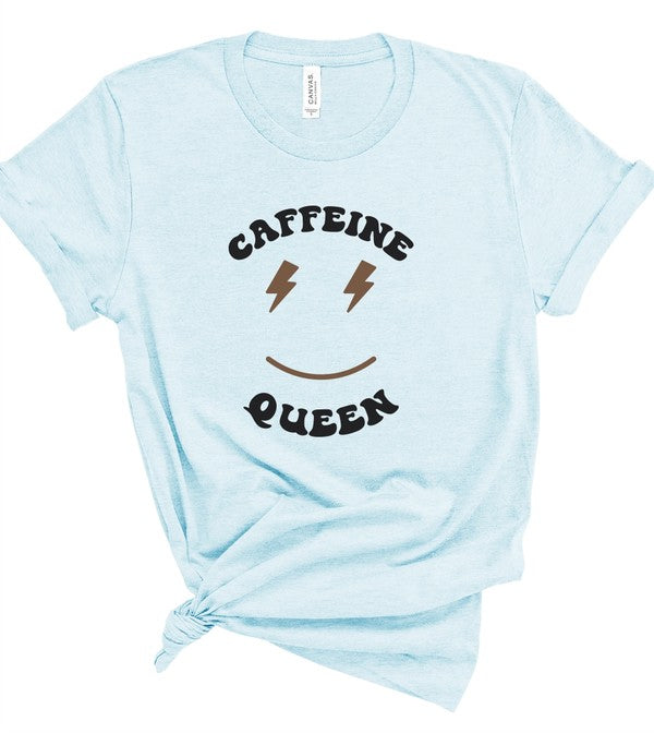 Caffeine Queen Smiley Face Graphic Boutique Tee