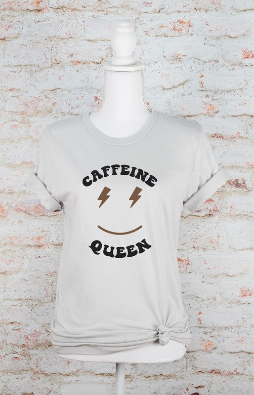 Caffeine Queen Smiley Face Graphic Boutique Tee