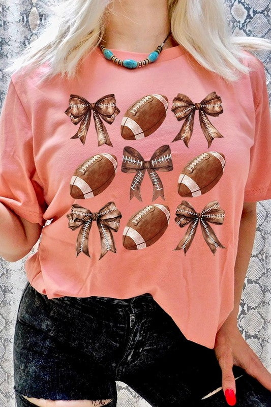 Coquette Football Bow Graphic Tee